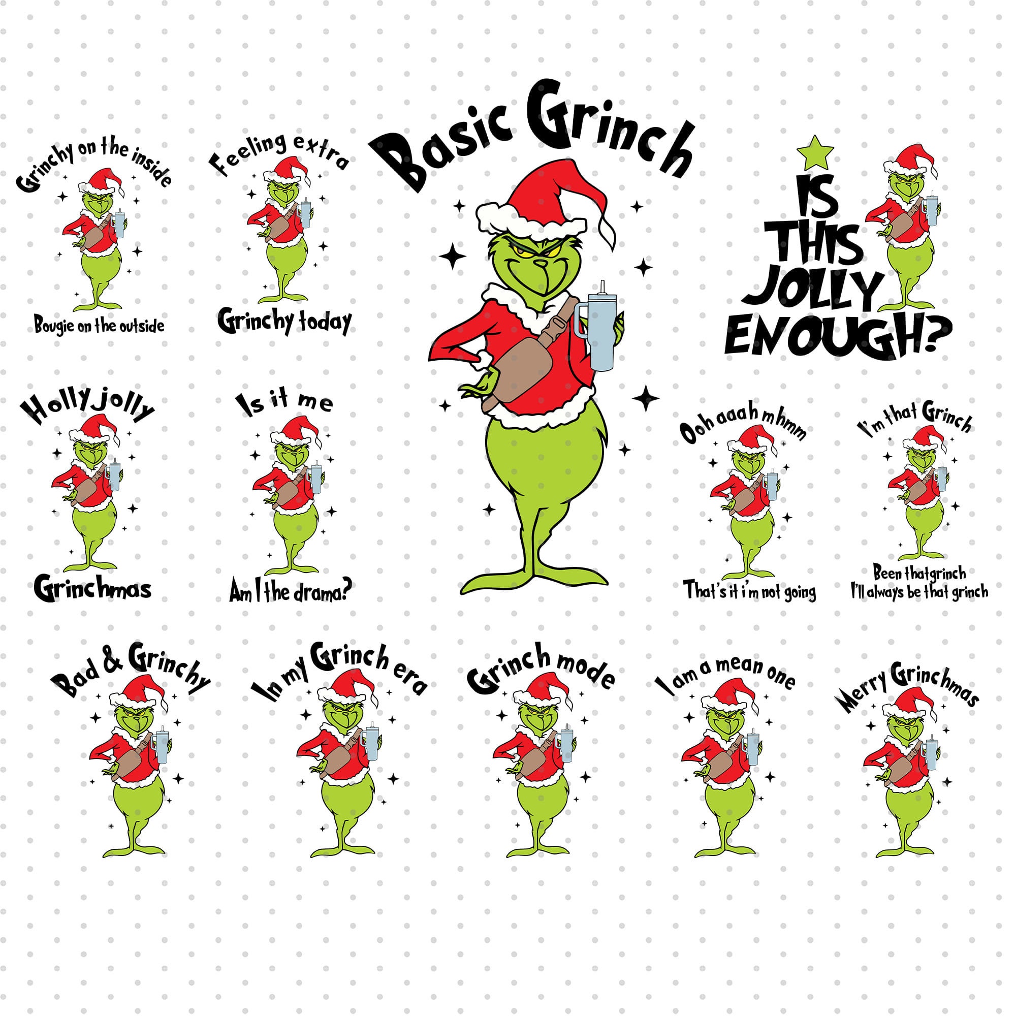 Basic Grinch Stanley Tumbler Inspired Svg Christmas Svg Merr