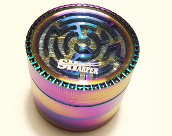 SHARP STONE Brand Herb Grinder -MAZE Hologram - 4 Part Grinder with Pollen Catcher Premium Quality Titanium Grinders