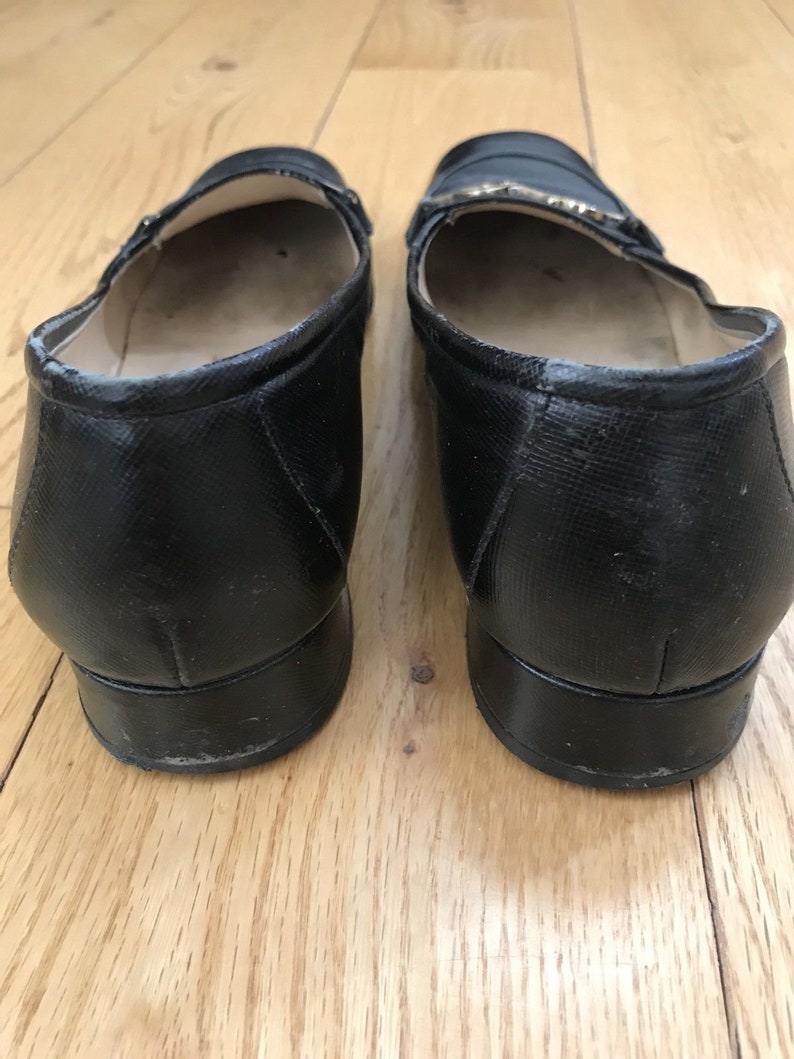 Salvatore Ferragamo Womens 7.5 Black Leather Gold metal Driving Loafers Drivers image 3