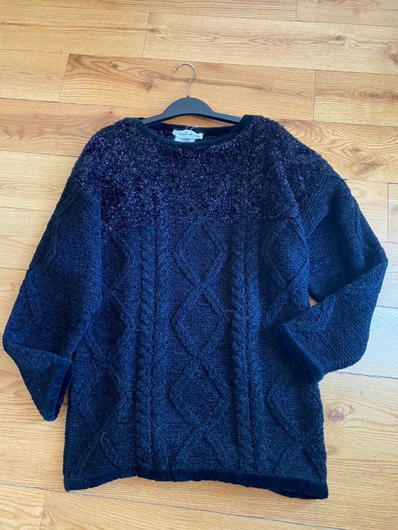 Crew Neck Cotton-rich Knitted Sweater Charcoal