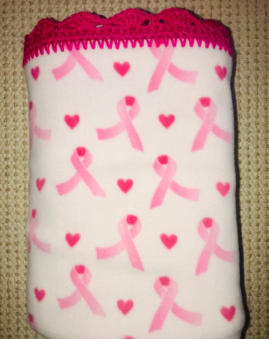 Breast Cancer Awareness Double NoSew Fleece Blanket w/Crochet Etsy