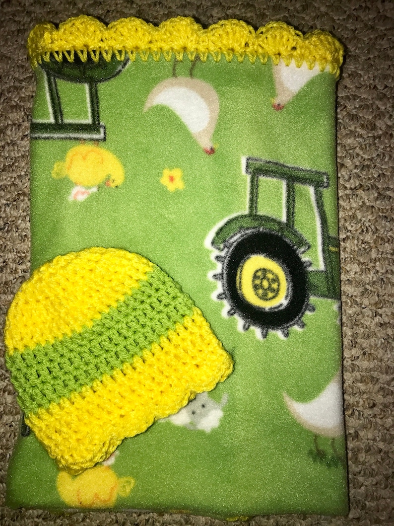 John Deere Tractor Baby Gift Set Farm NoSew Baby Fleece Etsy
