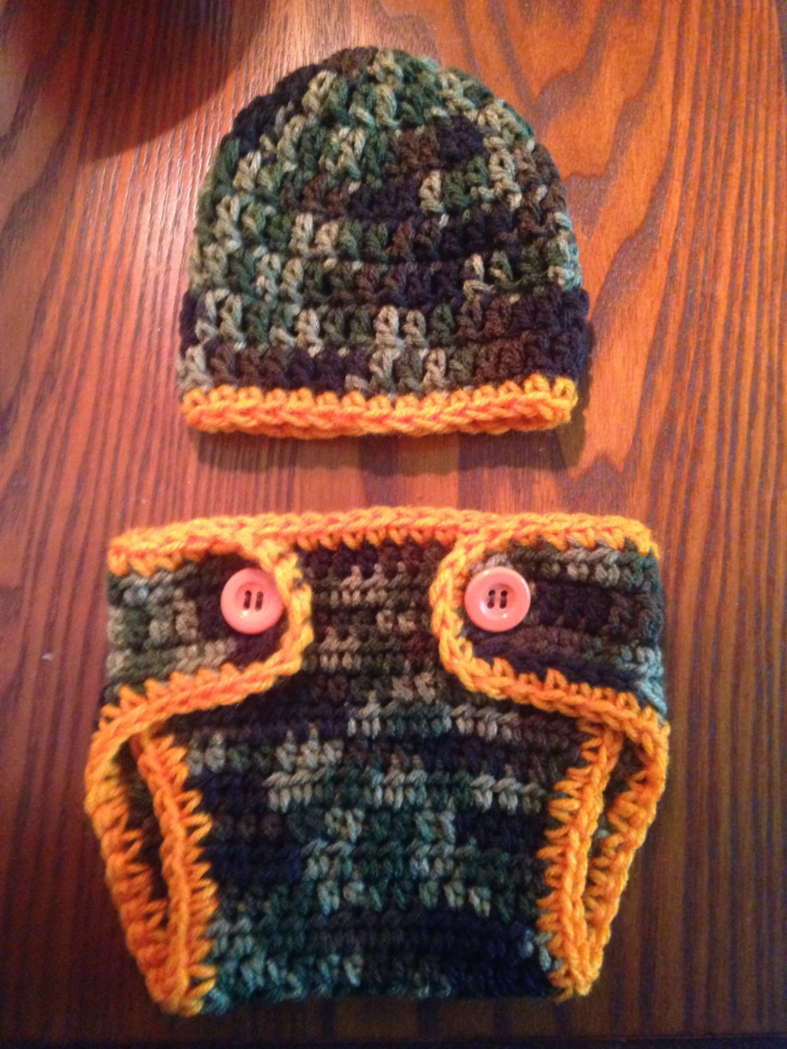 Baby Boy Camouflage Crochet Diaper Cover & Beanie Hat SetCamo Etsy