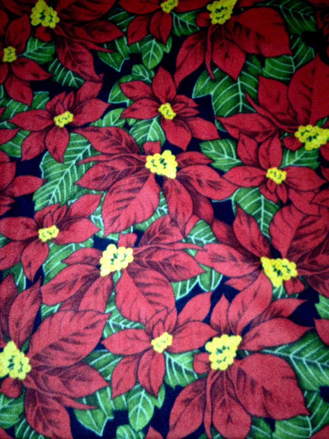 christmas pointsettia anti pill fleece fabric only christmas etsy christmas fleece fabric