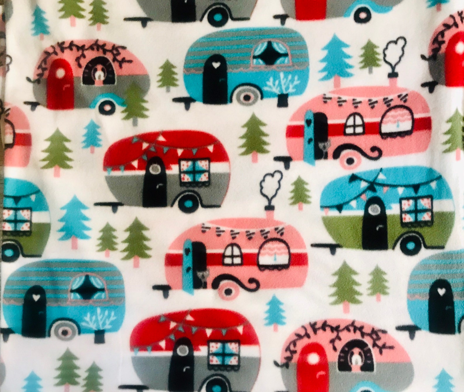 Fabric Only Retro Campers Glamping Blizzard Fleece Fabric Etsy
