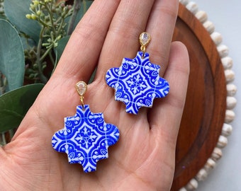 Spanish Tile Drop | Polymer Clay Earrings