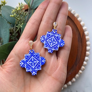 Spanish Tile Drop | Polymer Clay Earrings