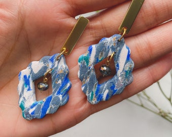 Blue Terrazzo | modern Polymer Clay Earrings
