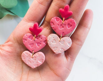 Heart on Heart | Modern Polymer Clay Earring