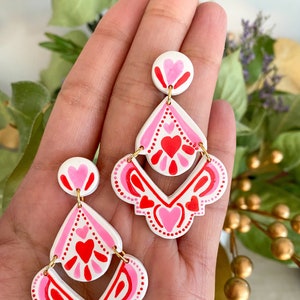 Handpainted Heart | Modern Polymer Clay Earring