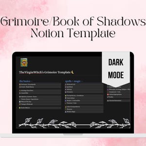 Grimoire/Book of Shadows Digital Notion Template for Witchcraft and Astrology [dark mode]