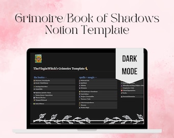 Grimoire/Buch der Schatten Digitale Notion Vorlage für Astrologie und Hexerei [Dark Mode]