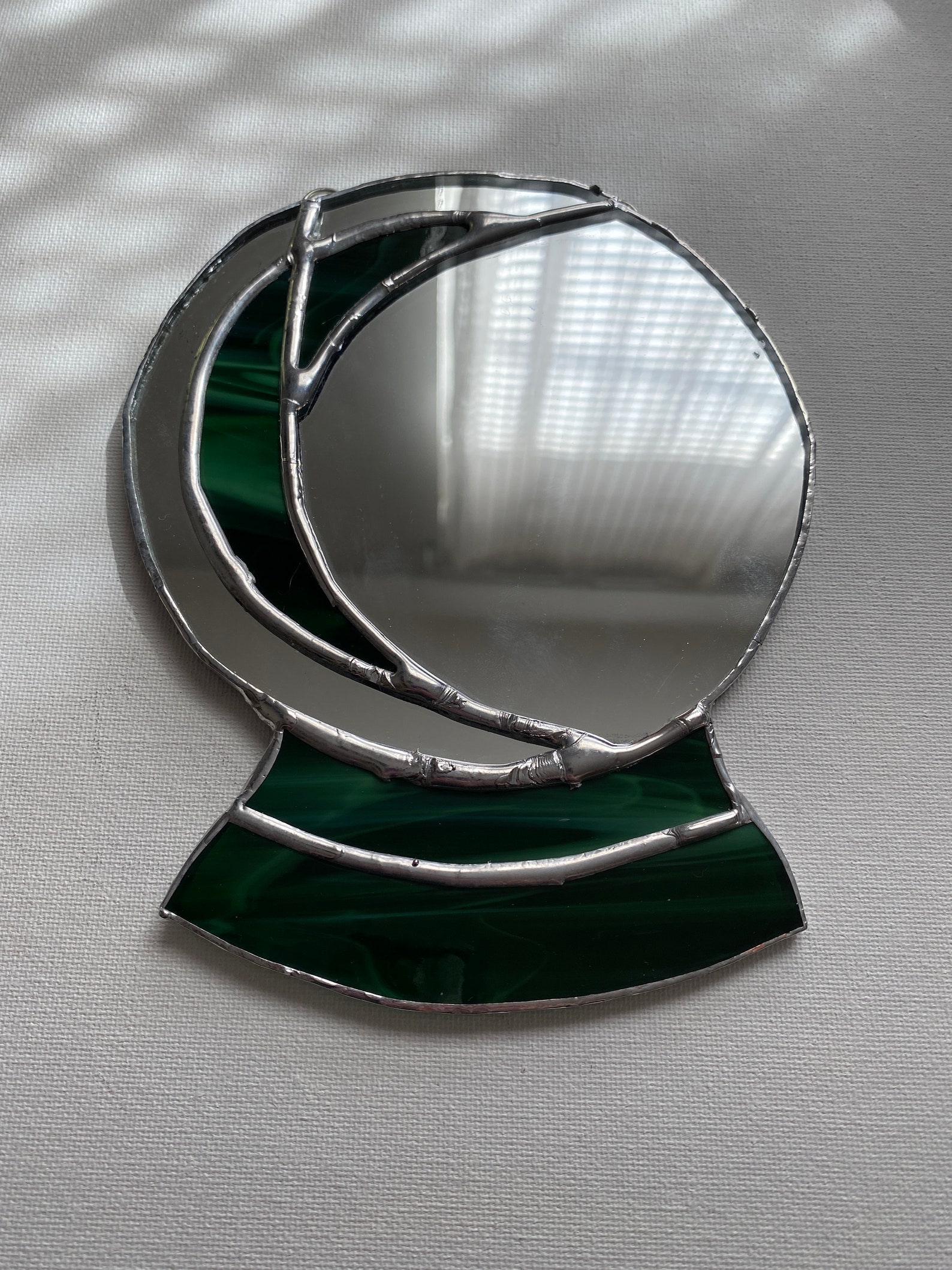 Crystal ball mirror stained glass suncatcher Etsy