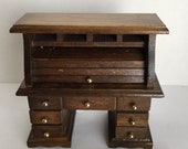 Dollhouse furniture vintage wooden roll top desk 125