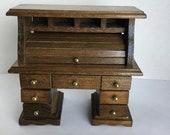 Dollhouse furniture vintage wooden roll top desk
