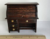 Dollhouse furniture vintage wooden roll top desk 128