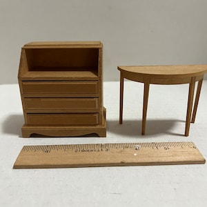 Dollhouse furniture vintage wooden handmade unfinished wall table and desk #1512