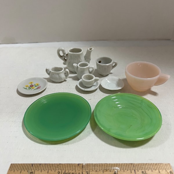 Doll vintage Childs play dishes mixed lot 11-pc #1393