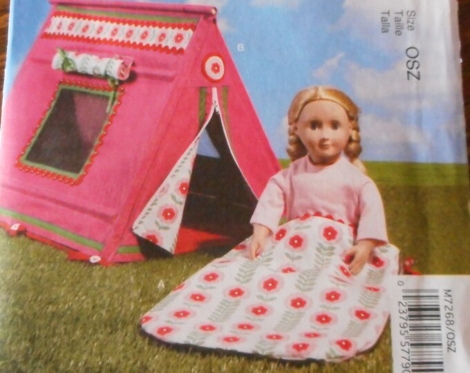 American Girl Doll Tent and Sleeping Bag. Like New Sewing Pattern, Mccalls 7268 Etsy