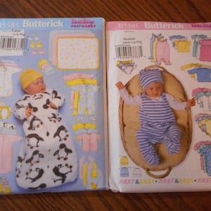 Baby Sleepers Bunting, Onesie, Layette Patterns - Sizes Premie to XL.  See the descriptions for accurate sizing.