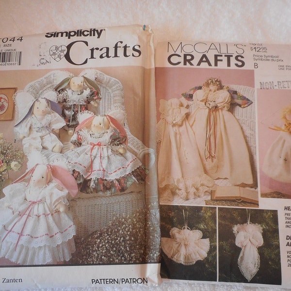 Prairie Pillowcase Doll & Angle OR Rabbit and angel rabbit.  Your choice of like new sewing patterns sold separately.