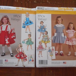 Little Girls' Retro 1950's Dress Patterns - Sizes 1/2- 8,  New, Uncut