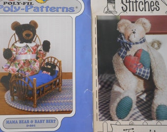 Teddy bears. Stuffed, plush animal sewing patterns. Your choice of like new sewing patterns
