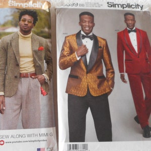 Menswear, Blazer, Tux Jacket and Pants.  Your choice of like new sewing patterns.Sizes 34-42 or 44-52.