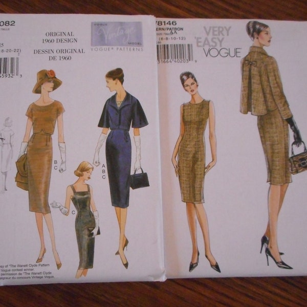 Classic Sheath Dresses with Jacket, Womens Retro 1960's Dress patterns.  Like new, sold separately. Sizes 6-12 OR 14-22