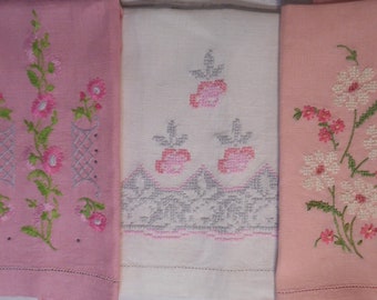 Vintage Linen Tea Towels with hand embroidery. Your Choice. Excellent condition.
