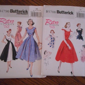 Retro 1950's Womens Sleeveless Dresses, Wrap or Shoulder tie styles. Choice of like new sewing patterns.  Sizes 6-14, 14-22, 8-14 or 16-22.