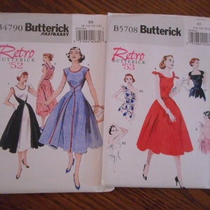 Retro 1950&#39;s Womens Sleeveless Dresses, Wrap or Shoulder tie styles. Choice of like new sewing patterns.  Sizes 6-14, 14-22, 8-14 or 16-22.