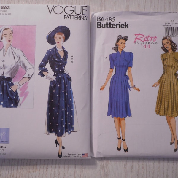 Womens Dress, skirt, blouse. Retro 1940's. Your choice of like new sewing patterns