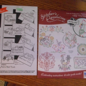 On the Farm, Your Choice of Like new Hot Iron Embroidery Transfers. Old Farm Truck or Farm Animals