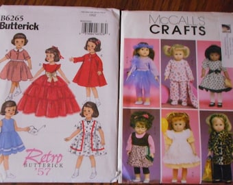 Doll Clothes Wardrobe Sewing Pattern: Retro dresses, ballet, & more- 18 " for dolls like American Girl. Uncut, like new.  Sold Separately