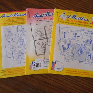 Aunt Martha Vintage Embroidery Transfers. Day of the Week Penguins and Cats. Your choice of transfer packet(s).