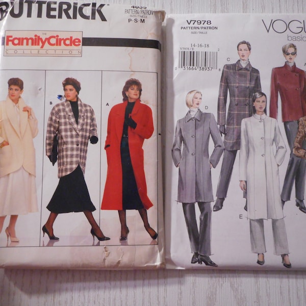 Womens Outerwear, Winter Jackets and Coats. Multiple variations. Your choice of like new sewing patterns. Sizes from 6-18.