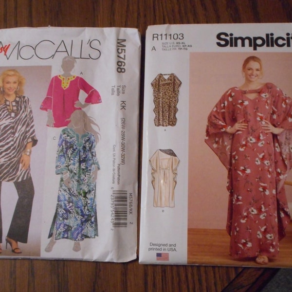 Womens Caftans and Tunics. Your choice of like new sewing patterns. Easy to sew.