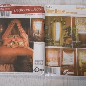 Victorian window coverings, Bedroom accessories with canopy.  Your choice of like new sewing patterns.