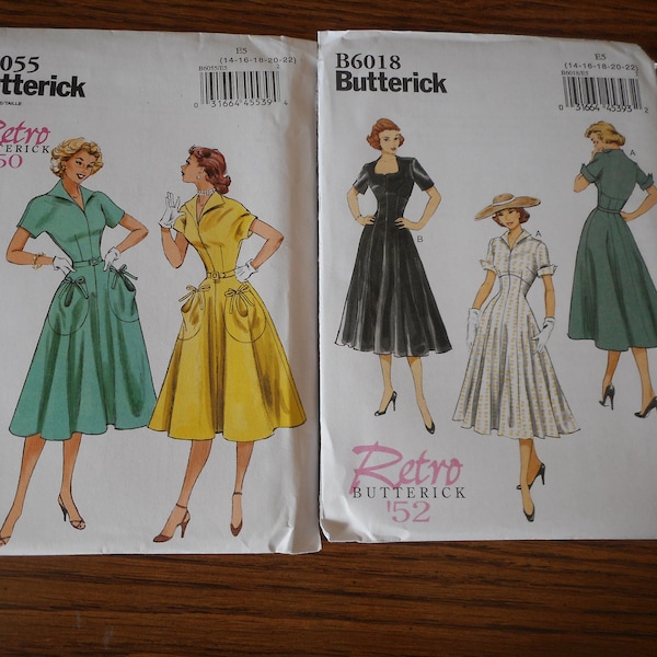 Retro 1950's Womens Dresses. Your choice of like new sewing patterns.  Sizes 6-14.