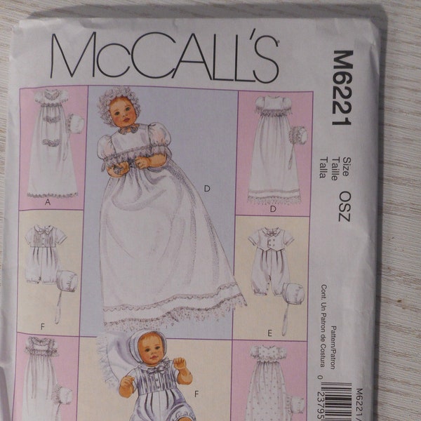Baby Christening - Baptism gowns and Rompers for boys and girls.  Like new McCalls sewing pattern, M6221.
