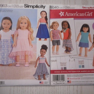 Summer Wardrobes, Maxi dresses, top, shorts, skirt. For 18 inch dolls like American Girl.  Like new sewing patterns sold separately.