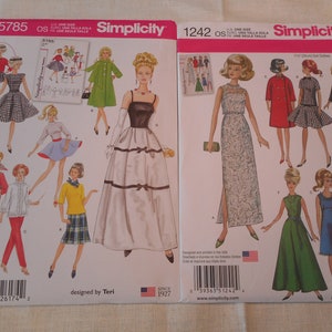 Retro style Barbie, 11.5 inch Fashion Doll Sewing Patterns. Your choice of like new patterns.