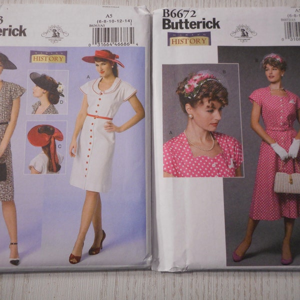 New, Butterick Womens Retro 1930-1940's Dress Patterns. Your choice of sewing patterns.