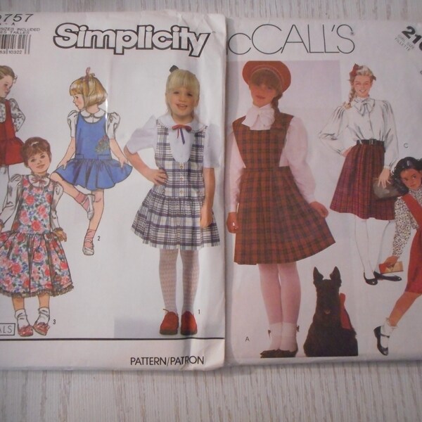 Vintage Girls Jumper Dress Patterns: Sizes 3-6x OR size 8. Your choice of like new sewing patterns