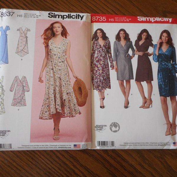 Women's Wrap Dresses, Your choice of uncut, like new sewing patterns. Sizes 6-14 OR 16-24.