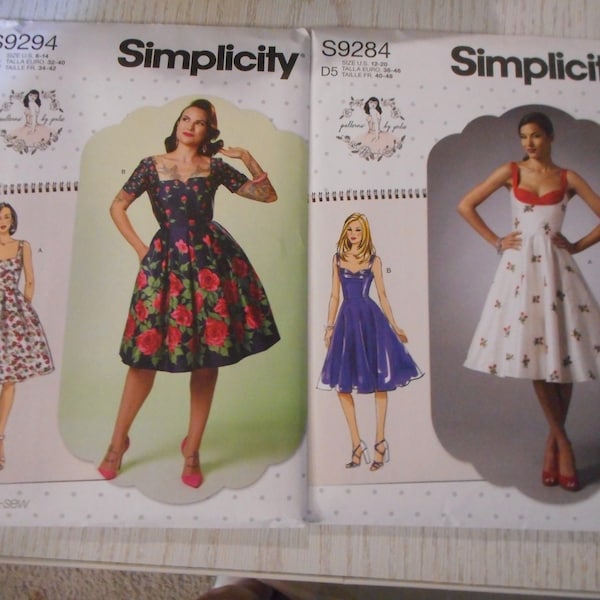 New Womens Retro 1950's Dress Patterns with fitted bodice & full skirt. Designed by Gertie. Sizes range from 6-22.  sold separately.