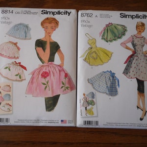 Retro 1950's Apron Patterns. Full or half aprons. Adult sizes. New, uncut sewing patterns.