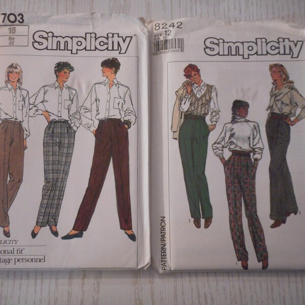 Pantalones de vestir para mujer con pliegues delanteros y bolsillos laterales. Tallas 12 O 16.