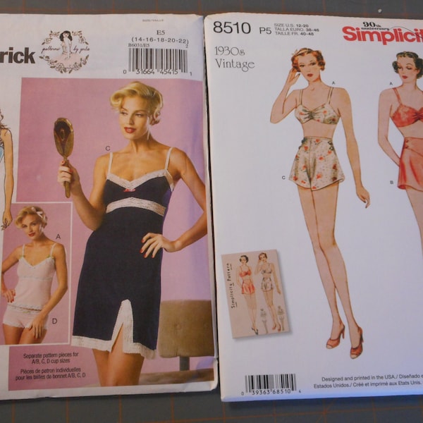 New Womens Retro lingerie sewing patterns. 1930's and Designed by Gertie. Your choice.